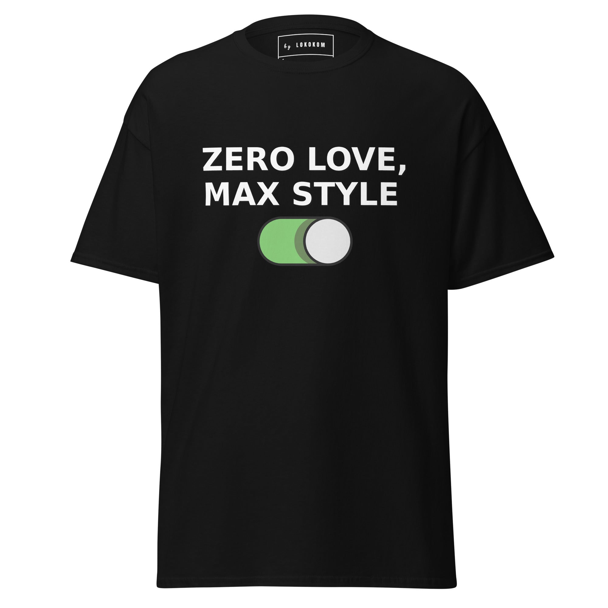Camiseta ZERO LOVE negra de algodón con diseño simple y estilo urbano