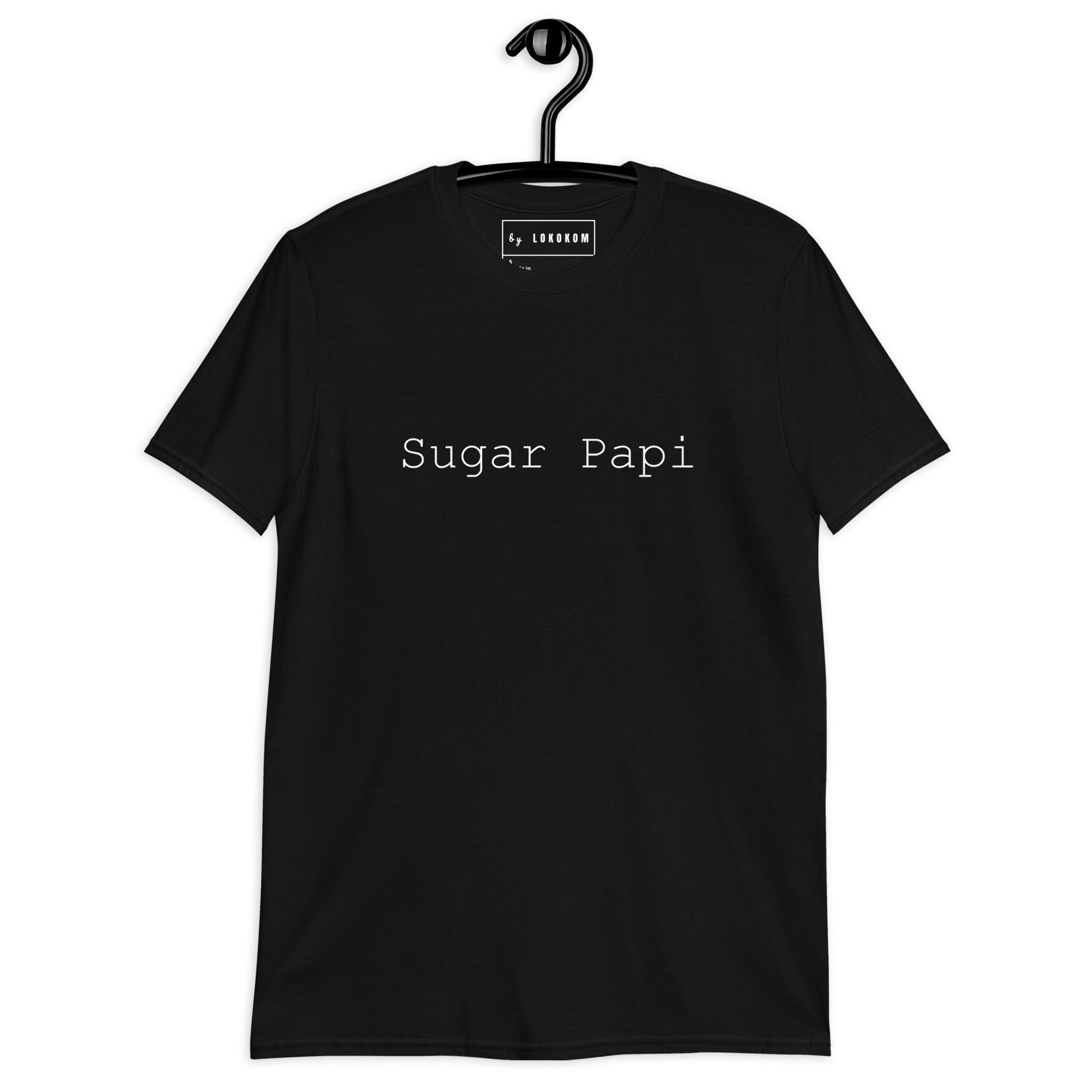Camiseta Sugar Papi negra minimalista de algodón con actitud callejera y diseño cómodo