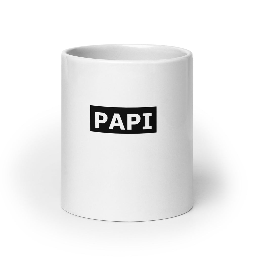 Taza PAPi cerámica robusta y brillante, apta para microondas y lavavajillas, disponible en 11 oz, 15 oz y 20 oz.